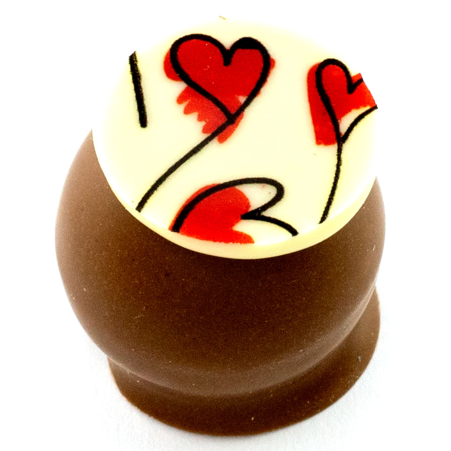 Butterscotch schnapps and cream enrobed in pure couverture dark chocolate